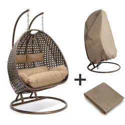 HOME DELUXE Hängesessel TWIN - Farbe: Braun, Ausstattung: Mit Regenabdeckung