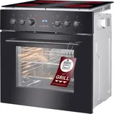 Bomann Bomann® Backofen mit Glaskeramik-Kochfeld | Einbauherd mit 4 Kochzonen & 9 Backofen-Funktionen | Backofen mit 56L Nutzinhalt & getrennt regelbaren Thermostat | Herdset mit Umgebungslüfter | EHBC 7937