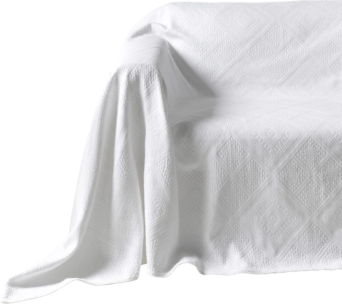 Tagesdecke PEREIRA DA CHUNA Gr. 3, weiß, B:220cm L:250cm, 100% Baumwolle, Tagesdecken