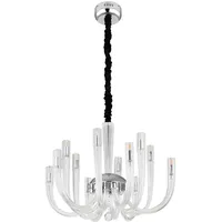 GLOBO Pendelleuchte Kronleuchter Deckenlampe Hängelampe Metall Chrom 12 Flammig