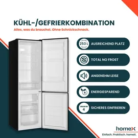 Homex CFSN2531C-B Kühl-Gefrierkombination (253 l, 1810 mm hoch, Schwarz)