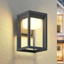 PRIOS Außenwandleuchte Aluminium 23,0 cm spritzwassergeschützt grau