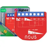 Nous ZigBee Smart Switch Module mit Leistungsmessung, 2 Kanäle, AC 16A/DC 10A, ZigBee 3.0 Hub erforderlich, Kompatibel mit Alexa, Google Assistant, Home Assistant, Tuya Smart Life App
