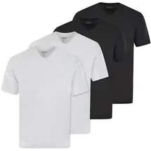 HAJO Herren T-Shirt 4er Pack - Basic, Kurzarm, V-Ausschnitt, Baumwolle uni schwarz / weiß), 5XL