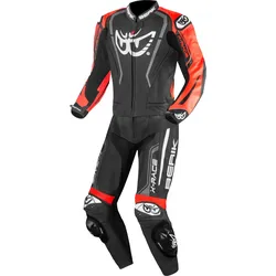 Berik Zakura Evo perforierte 2-Teiler Motorrad Lederkombi, schwarz-rot, Größe 56 für Männer
