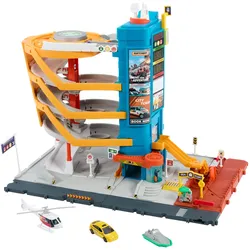 Matchbox Action Drivers Transport-Center mit Taxi, Boot und Hubschrauber im Maßstab 1:64 plus Essensverkäufer-Accessoire (3 Fahrzeuge, 1 Accessoire)