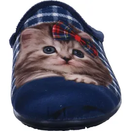 RELAX Damen Hausschuh Katze beige - Blau - 41