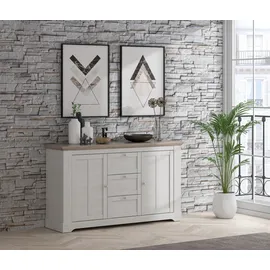 Forte Kombikommode 160 x 92,5 x 44,3 cm Braun/Weiß
