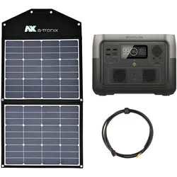 EcoFlow River 2 0% MwSt §12 III UstG Max 512Wh Portable Powerstation mit 90W Sol...