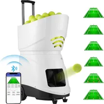 Vevor Tennisballmaschine, automatischer tragbarer Tennisballwerfer, Übungswerfer für 150 Bälle, Tennistraining, 5 Motoren, Multimodus-Übungen, über 2 Std. Spielzeit, wiederaufladbarer Akku, Fernbedienung per App