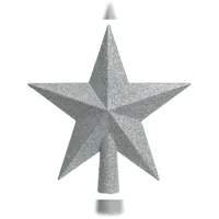 Christmas Decorations Christbaumspitze Stern mit Glitzer 19cm Kunststoff, silber