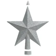 Christmas Decorations Christbaumspitze Stern mit Glitzer 19cm Kunststoff, silber