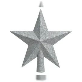Christmas Decorations Christbaumspitze Stern mit Glitzer 19cm Kunststoff, silber