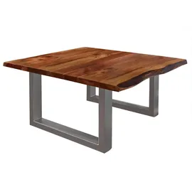 Massivmoebel24 Couchtisch Akazie Braun 90 x 90 x 45 cm