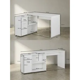 KADIMA DESIGN Eckschreibtisch mit Regal Modern DESIGN Weiß 120x107x75 cm,
