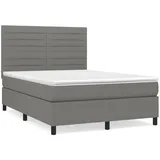 vidaXL Boxspringbett mit Matratze Dunkelgrau 140x200 cm Stoff1397789