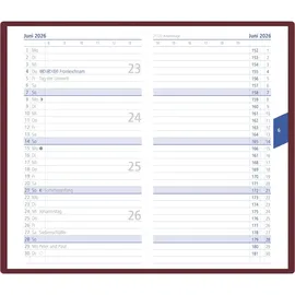 Zettler Taschenplaner bordeaux 2026 - Bürokalender 9,5x16 cm - 32 Seiten - 1 Monat auf 2 Seiten - separates Adressheft - faltbar - Notizheft - 520-1011
