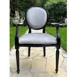 Casa Padrino Luxus Barock Esszimmer Stuhl Grau Schwarz Handgefertigt Antik Stil