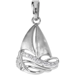 Ketten-Anhänger OSTSEE-SCHMUCK "Ostsee-Schmuck Anhänger Schiff Anhänger Schiff", weiß, Schmuckanhänger, Damen, 21 x 13mm, Silber 925 (Sterlingsilber), 1.5 g