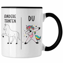 Trendation Tasse Trendation – Beste Tante Geschenk Tasse mit Spruch Kaffeetasse für Tante schwarz