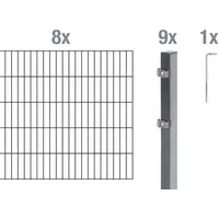 GAH Alberts Alberts Doppelstabmattenzaun Anthrazit, 2 m Matten, Höhe 80 - 200 cm, Länge 4 - 30 m