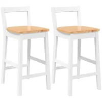 VidaXL Barhocker 2 Stk. Weiß Massivholz Gummibaum