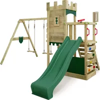 FATMOOSE Spielturm BoldBaron mit Schaukel, Rutsche und Kletterwand Grün