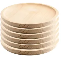 Space Home MGE - Holzteller Rund - Pizzabrett - Holzplatte - Holzbrett Rund - Fleischteller - Pizza Brett - Pizzateller Holz - Pizzateller - Schneidebrett - Kiefer - Set von 6 - Ø 24 cm