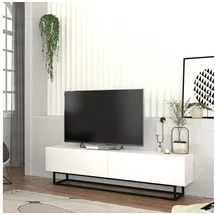 [en.casa] Nolven TV-Lowboard 180 x 46,5 x 31,5 cm Weiß Metall/Spanplatte