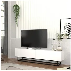 [en.casa] Nolven TV-Lowboard 180 x 46,5 x 31,5 cm Weiß Metall/Spanplatte