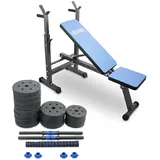 18712/ Hantelbank Bench Trainingsbank verstellbar mit 2in1 Hantelset 40kg