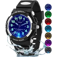 JuBoos Neue 7-Farbige Kinderuhren, Kinderuhr Jungen Mädchen Analog Quartz Uhr mit Armbanduhr Kautschuk Wasserdicht Outdoor Sports Uhren 5-16