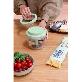 Brabantia TASTY+ Manueller Lebensmittelzerkleinerer | Handbetriebener Minizerkleinerer mit Edelstahlklingen | Zerkleinern und Verquirlen | Kompaktes Küchenwerkzeug | Jade Green