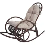 Mendler Schaukelstuhl HWC-C40 Rattansessel 58 x 110 x 58 cm Braun mit Kissen