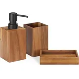 Navaris Badaccessoires-Set 55780.01, 3-teilig, aus Akazienholz, braun