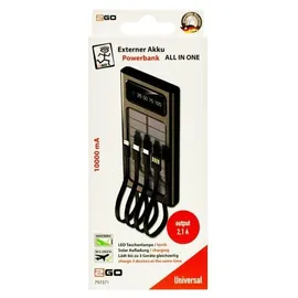 2Go Powerbank Solar 10000mAh mit LED Taschenlampe schwarz