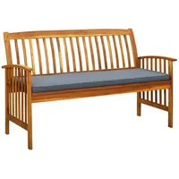 Furnicato Gartenbank mit Kissen 147 cm Massivholz Akazie