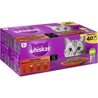 Whiskas Portionsbeutel Multipack Mega Pack 1+ Klassische Auswahl in Sauce 40 x 85g