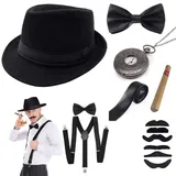 Sinoeem 1920s Accessoires Set Damen Retro Stil und Herren Accessoires Mafia Gatsby Kostüm Set für Abschlussball Event Weihnachten Party der 1920s Jahre Gatsby Art Deco Flapper Party (Set-B) - Einheitsgröße