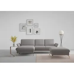 Ecksofa SIT & MORE "Fashion L-Form", grau, B:253cm H:84cm T:165cm, Sofas, wahlweise mit Kopfteilverstellung, Vorziehsitz, motorisch, Nickelfüße