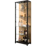 Vitrine FIF MÖBEL "OPTIMA" Schränke Gr. B/H/T: 57,5cm x 172cm x 32cm, mit Beleuchtung, schwarz/ wildeiche Standvitrine, Vitrinenschrank, Glasvitrine, Sammlervitrine, LED