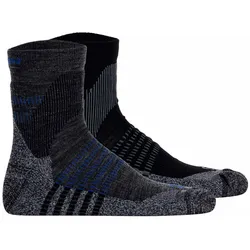 Salomon Unisex Quartersocken, 2er Pack - X ULTRA ACCESS QUARTER, Wandersocken, Merinowolle, atmungsaktiv Schwarz/Grau 36-38
