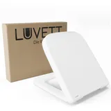LUVETT WC-Sitz Premium, Softclose, Absenkautomatik, Sanitär, Oval D-Form Eckig (Inklusive 3 Befestigungsarten), mit Absenkautomatik, Wrap-Over, Duroplast, Deutsche Markenqualität weiß Eckig | 36.1 cm x 42.3 cm