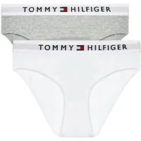 Tommy Hilfiger Mädchen 2er Pack Slips Unterwäsche, Grau (Mid Grey Heather/White), 8-10 Jahre - 8-10 Jahre