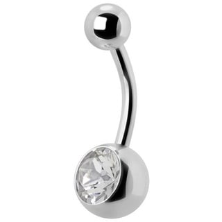 Drops Karisma Bauchnabel Piercing Titan G23 Banana 5/8mm Kugeln Kristall Stein - Weiss.TJBL.8mm