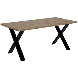 altdecor Esstisch, Eiche, Holzwerkstoff, Rechteckig,Rechteckig, X-Form, 90x75x160 cm, Esszimmer, Tische, Esstische