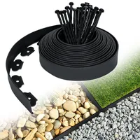 Daromigo Flexible Rasenkante Kunststoff mit 60 Erdanker zur Verankerung, Flexible Beeteinfassung Wurzelsperre System, Pflastersteine Mähkante, schwarz