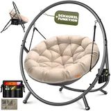 Kesser KESSER® Hängesessel mit Gestell BALI Hängeschaukel Hängestuhl bis 150kg für Indoor und Outdoor + Kissen & Seitentasche Hängekorb Stahlgestell & Schaumstoff Sitzpolster ideal für Wohnzimmer & Garten