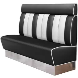 Dinerbank | Schwarz | B:H 180 x 128 cm | Gestreift | Leder | American Diner Sitzbank, American Dinerbank, American Diner Möbel