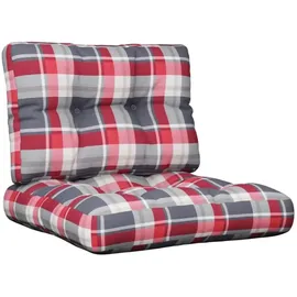 vidaXL Palettenkissen 2-tlg. 60 x 40 x 20 cm rot kariert